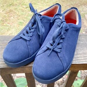 Fitflop Women’s Rally Suede Navy Comfort Sneakers for Arch Support and Walking